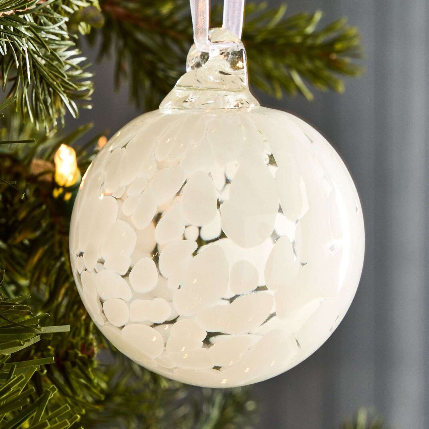 White Blown Glass Christmas Tree Ornament