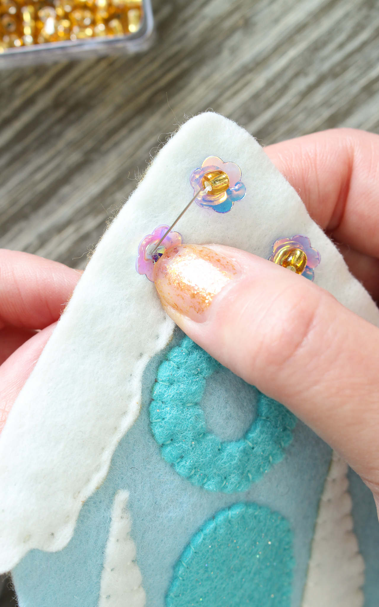 Sewing Sequins onto Ornaments