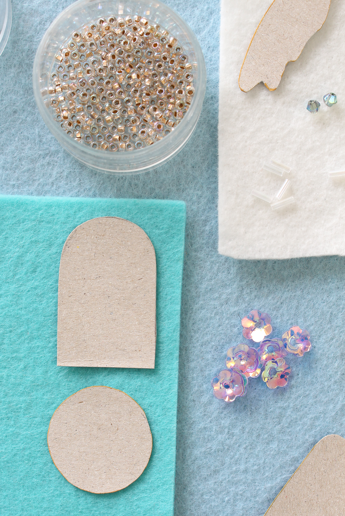 Supplies for Making Beaded Felt Ornaments