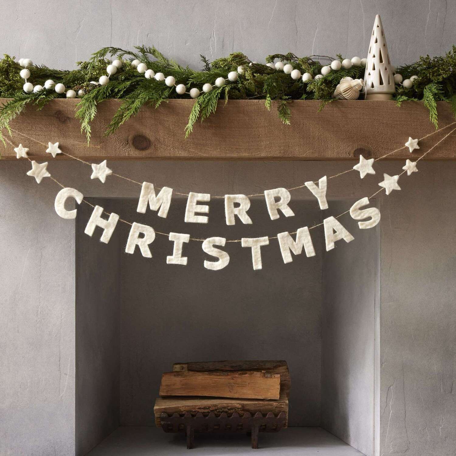 White Felt Christmas Garland