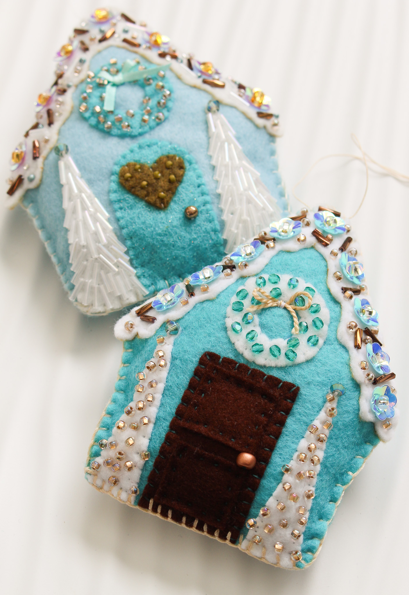 Turquoise Felt Christmas Tree Ornaments