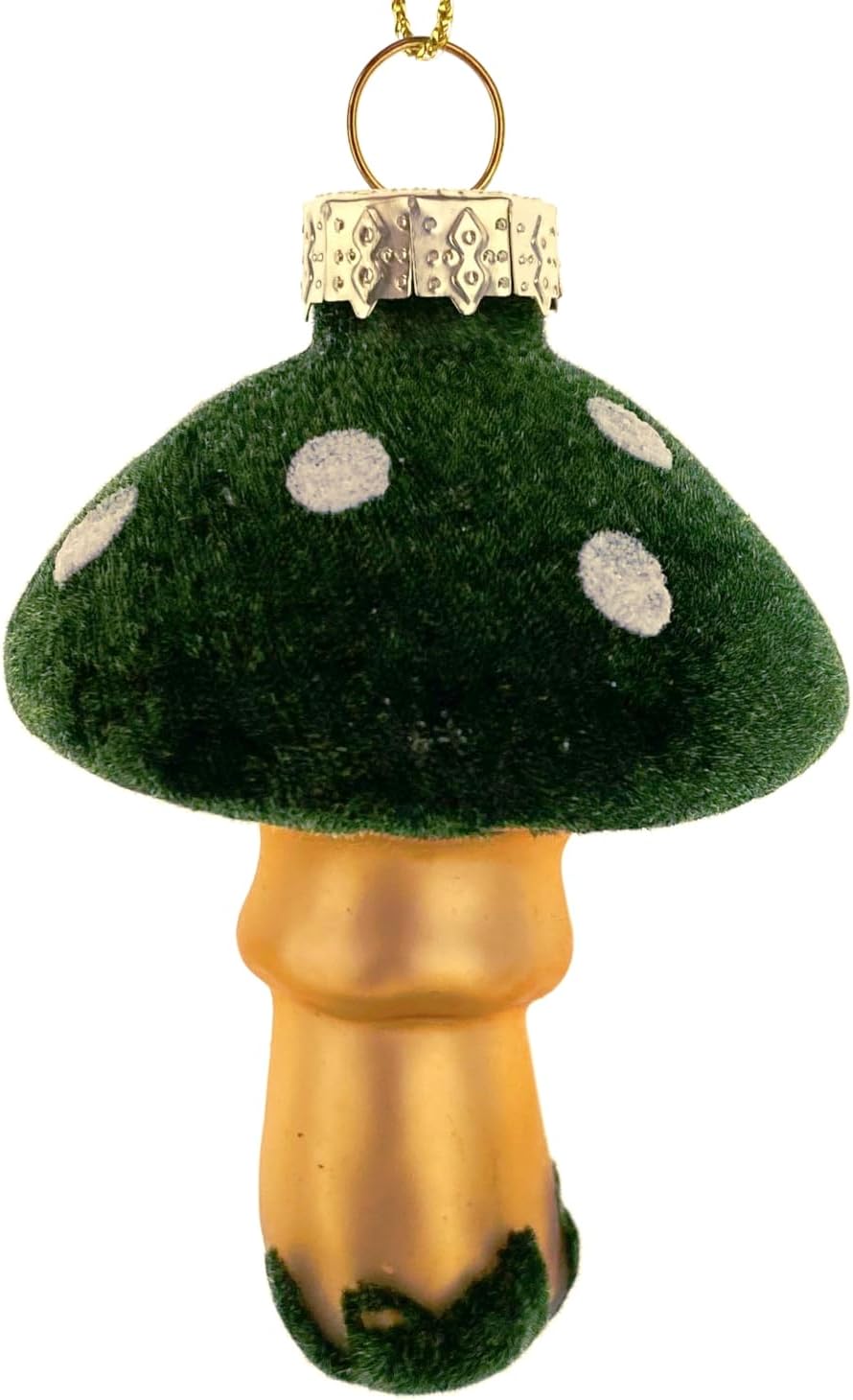 flocked blown glass mushroom ornament