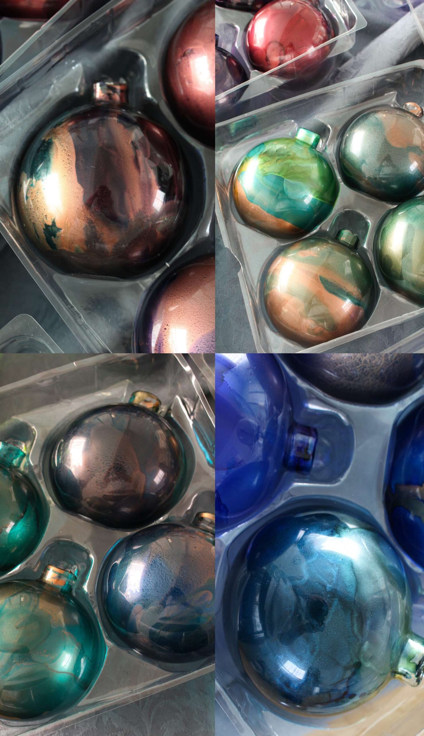 Jewel Tones Alcohol Ink Ornament Examples