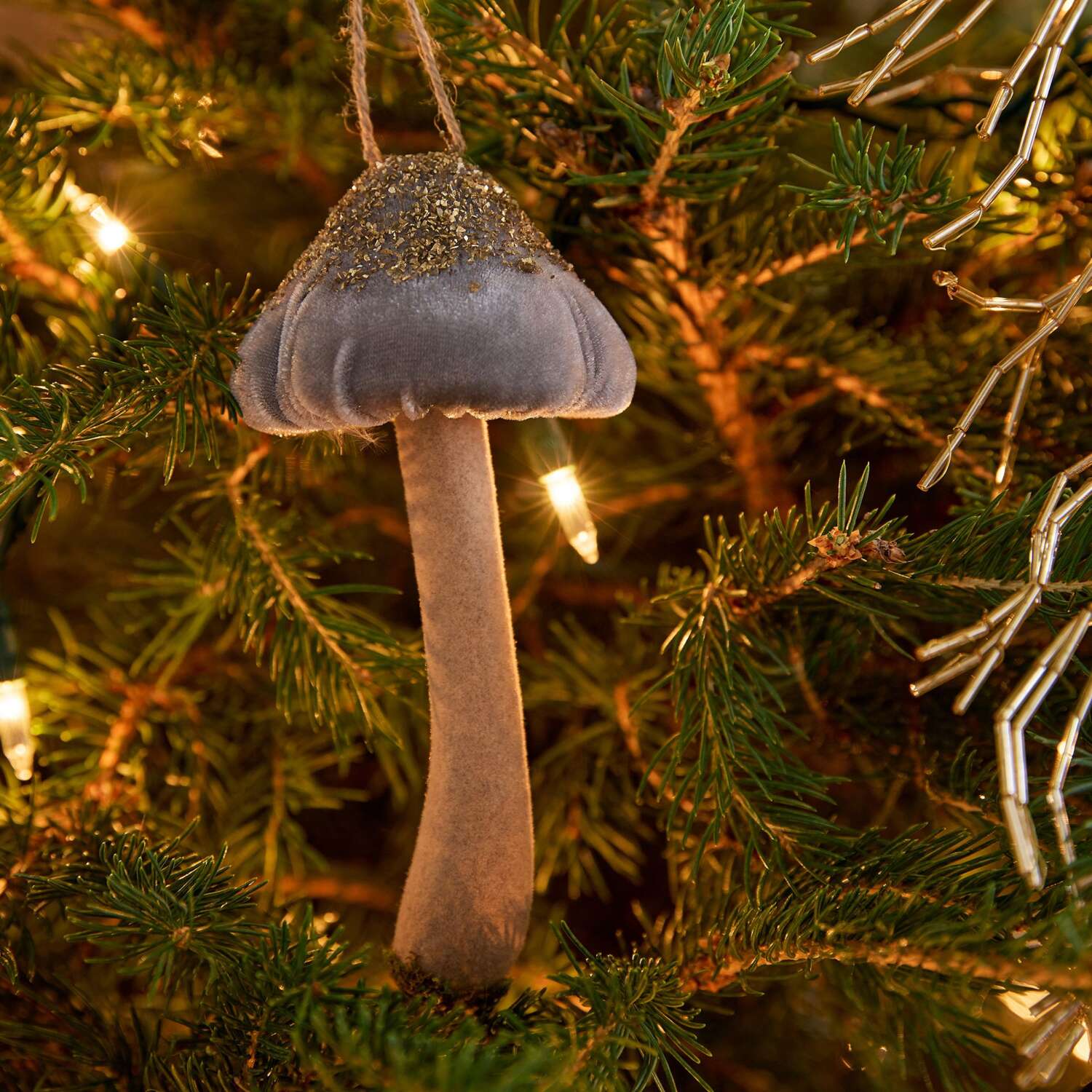 felt and glitter mushroom ornaments