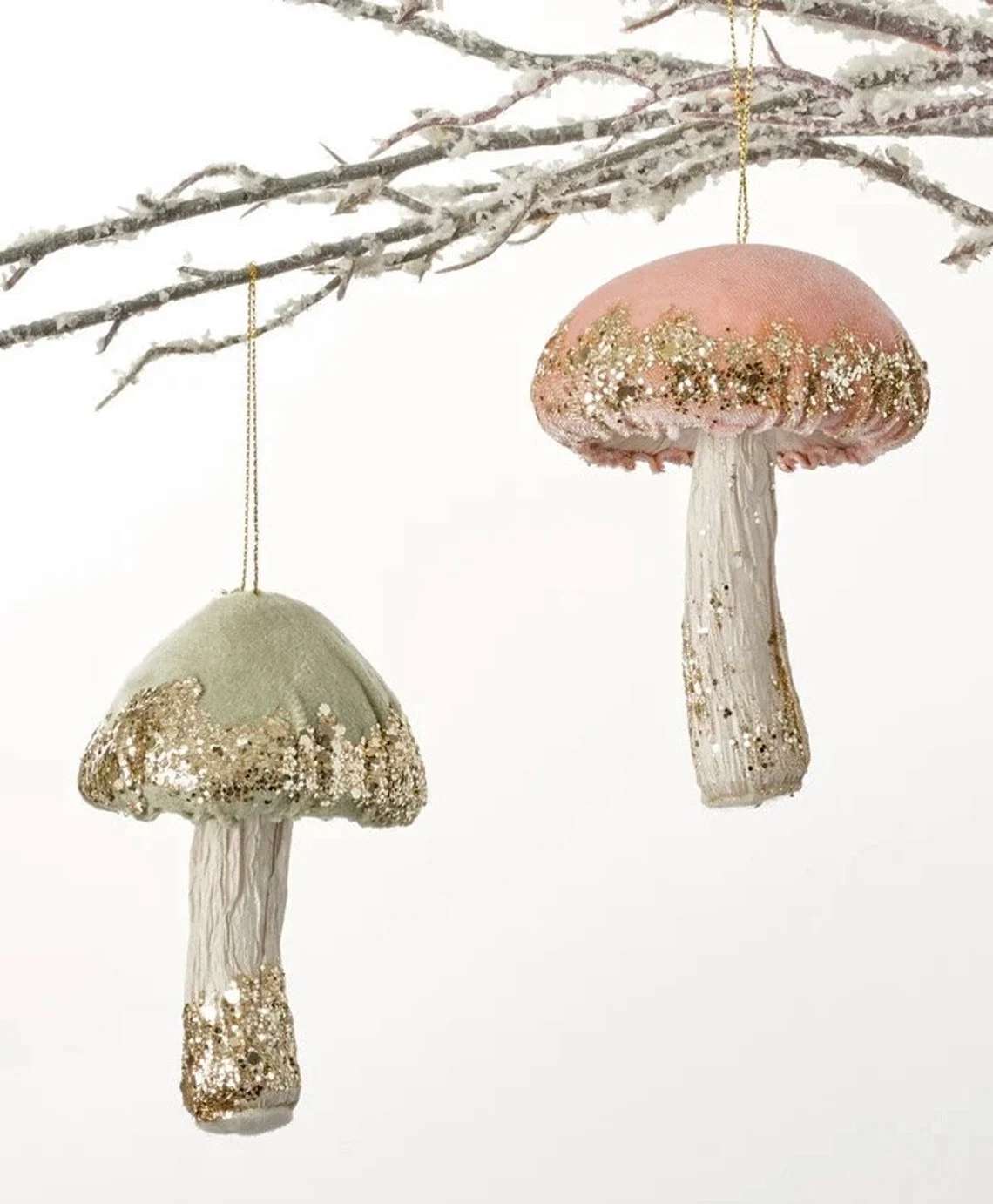 pastel colored velvet ornaments
