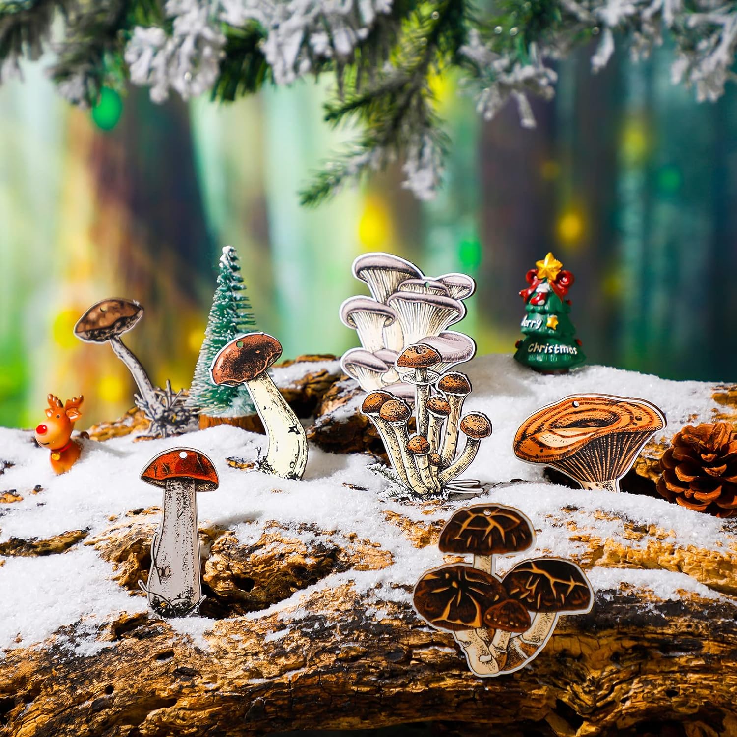 wood mushroom ornaments