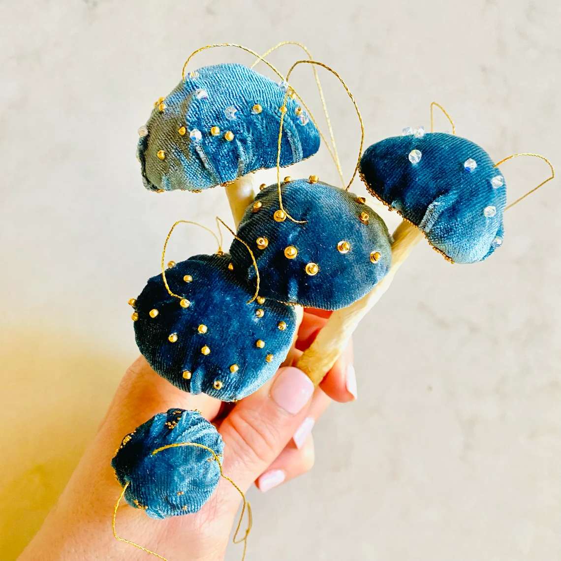 velvet beaded mushrooms