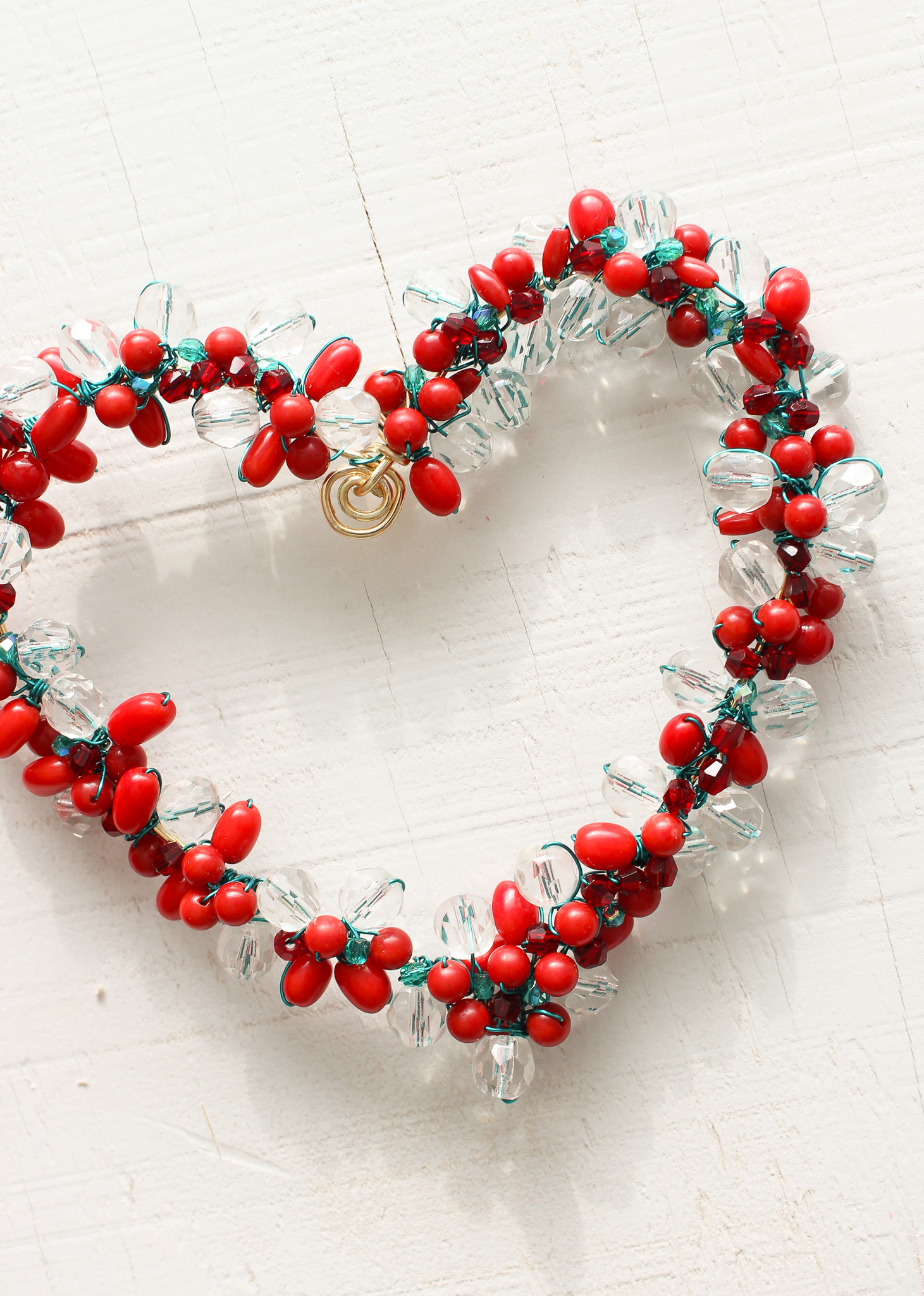 DIY Beaded Heart Wreath Idea