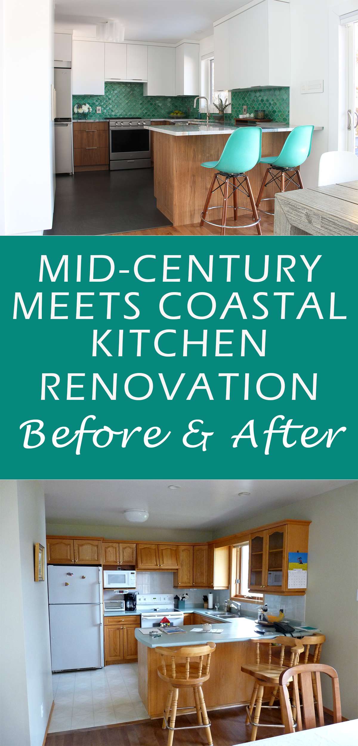 Mid-Century Meets Coastal Kitchen Renovation Before + After