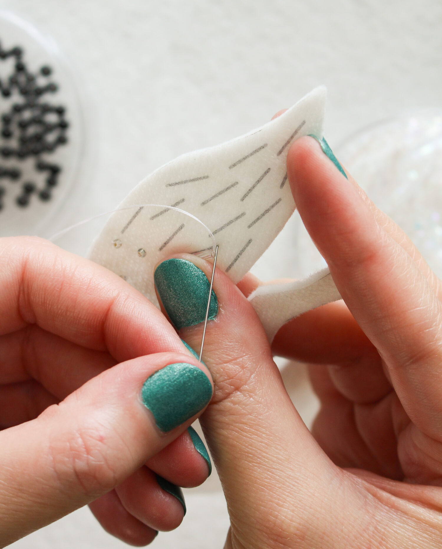 How to Stitch Bugle Beads onto Felt Ornaments
