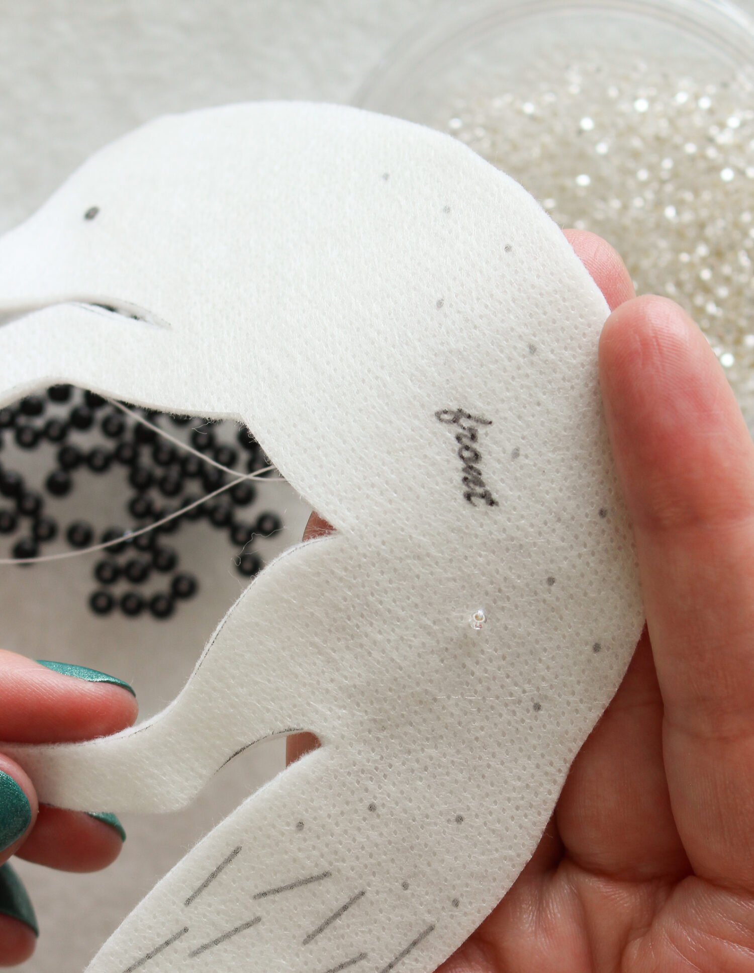 How to Stitch Seed Beads onto Felt Ornaments