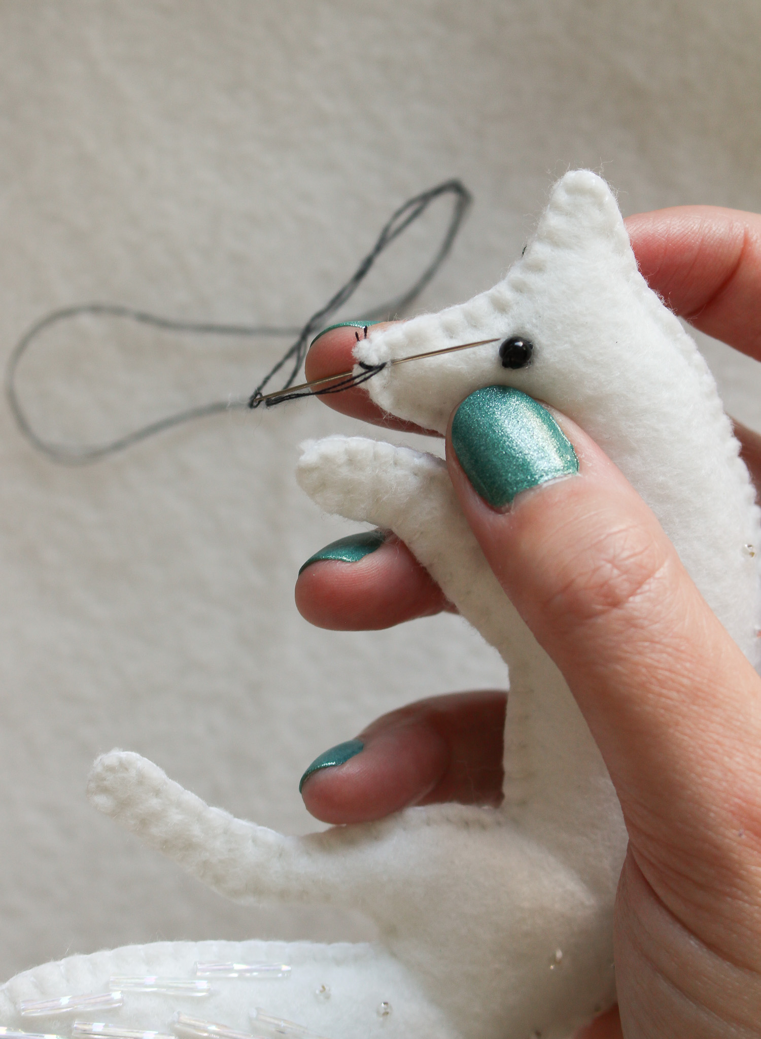 DIY Felt Arctic Fox Ornament Tutorial