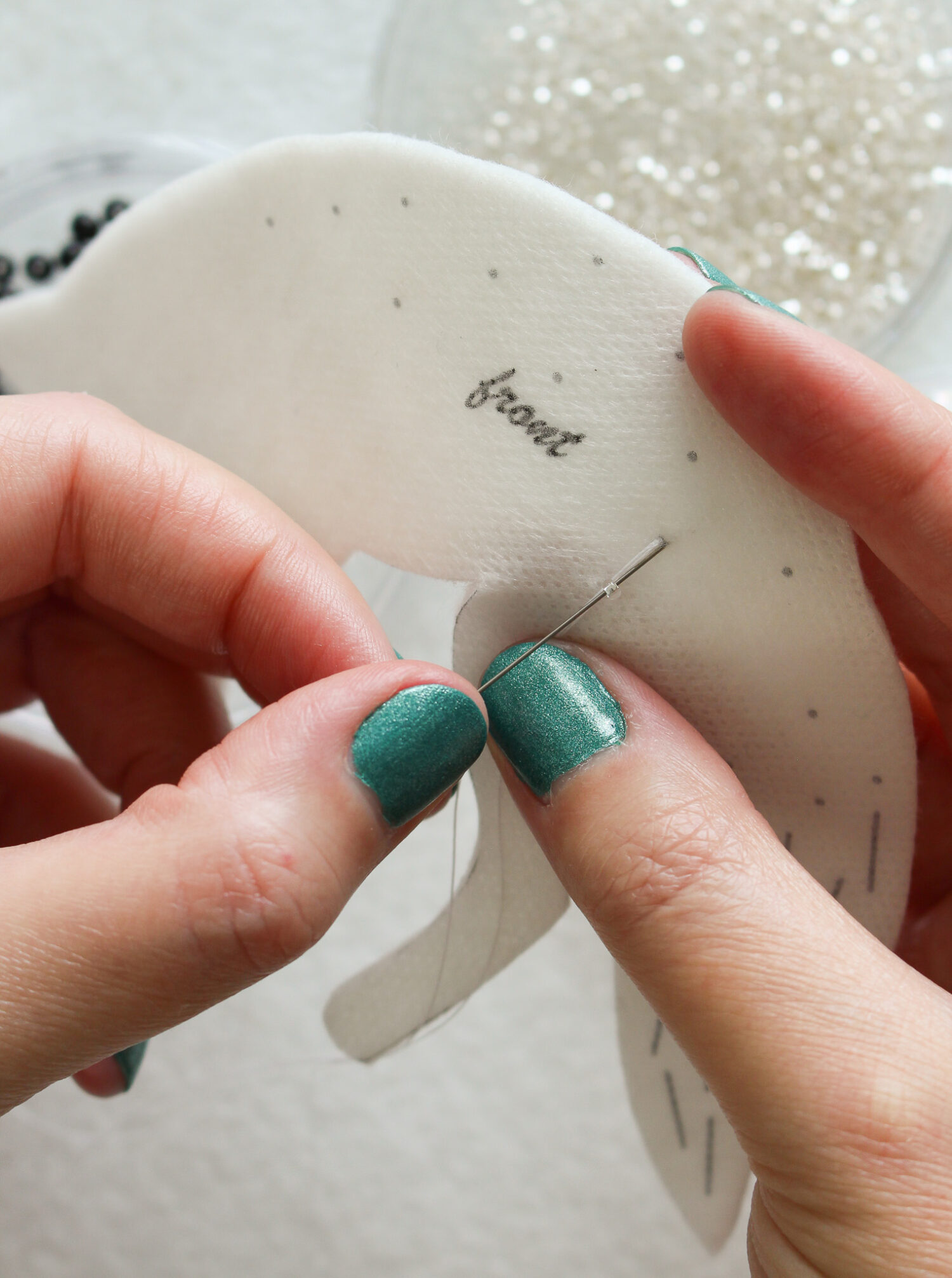 How to Stitch Seed Beads onto Felt Ornaments