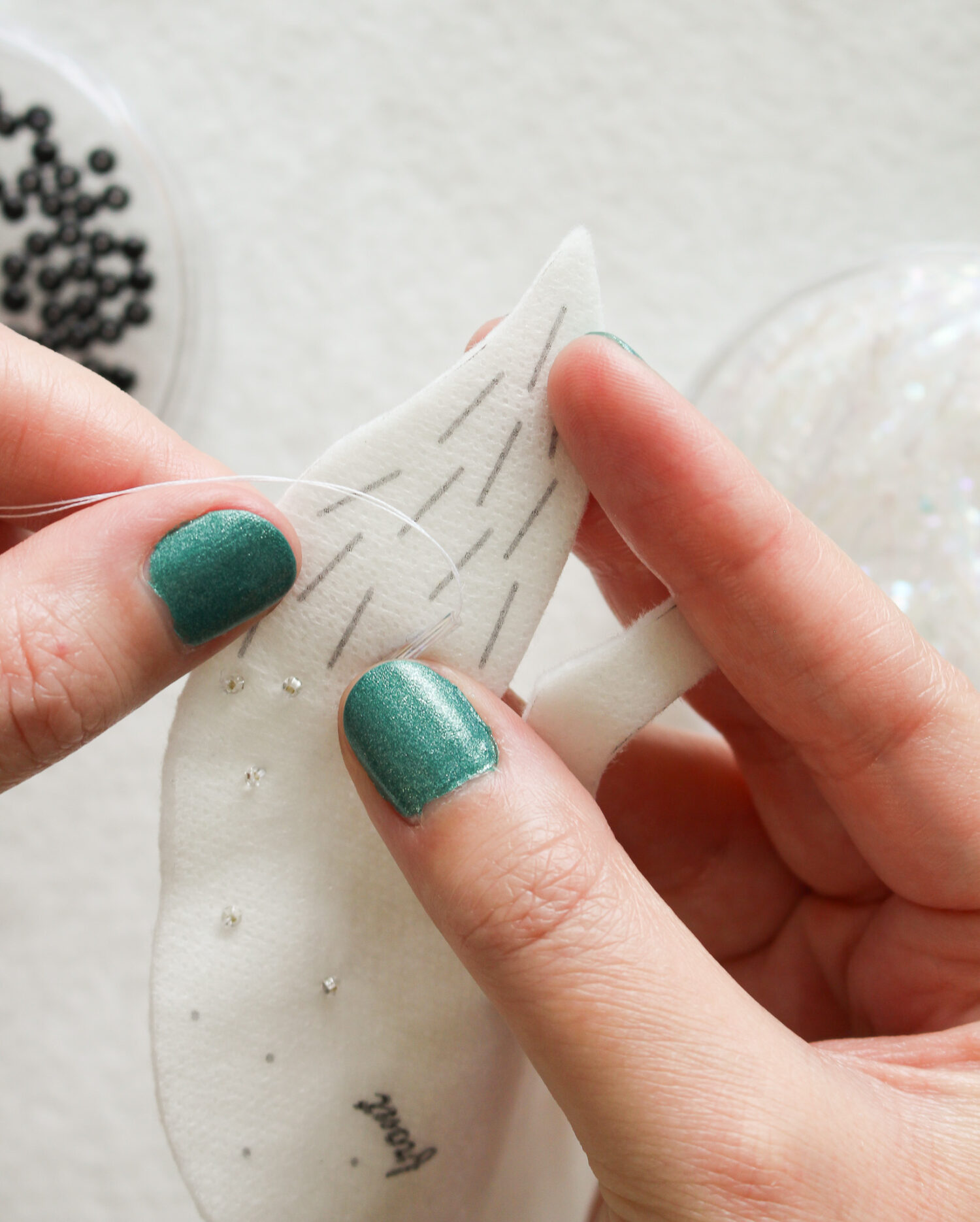 How to Stitch Bugle Beads onto Felt Ornaments