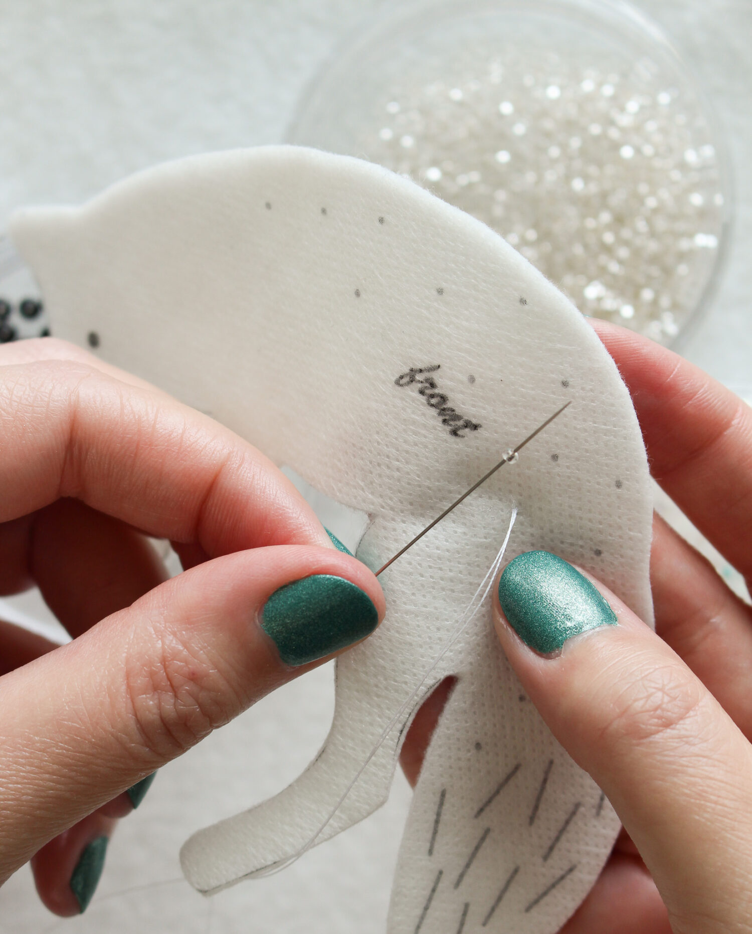 How to Stitch Seed Beads onto Felt Ornaments