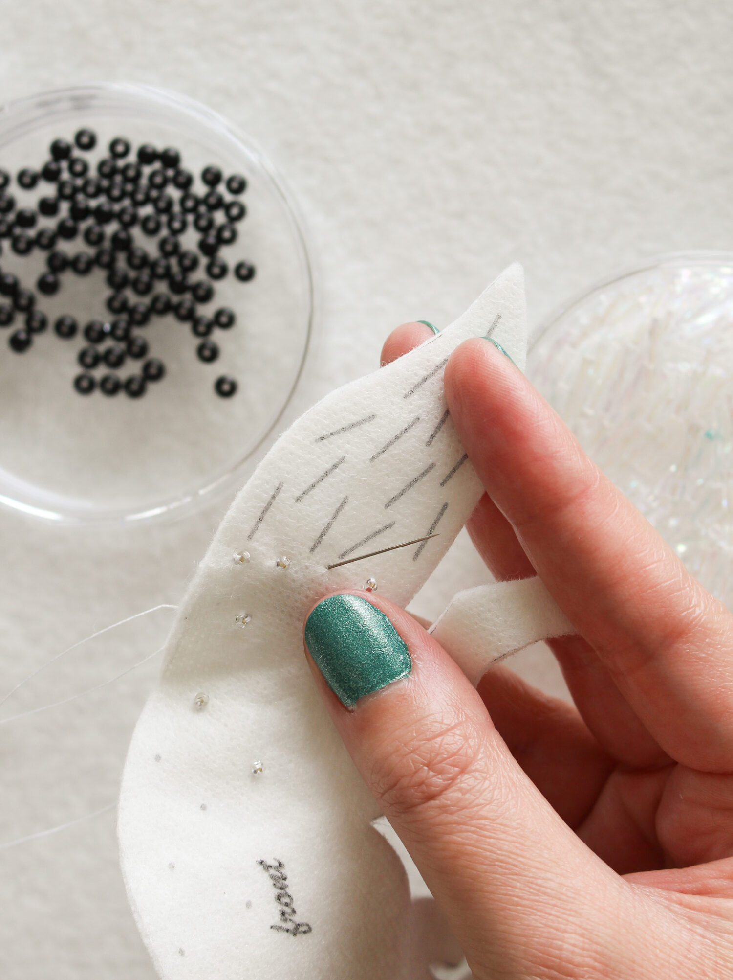 How to Stitch Bugle Beads onto Felt Ornaments