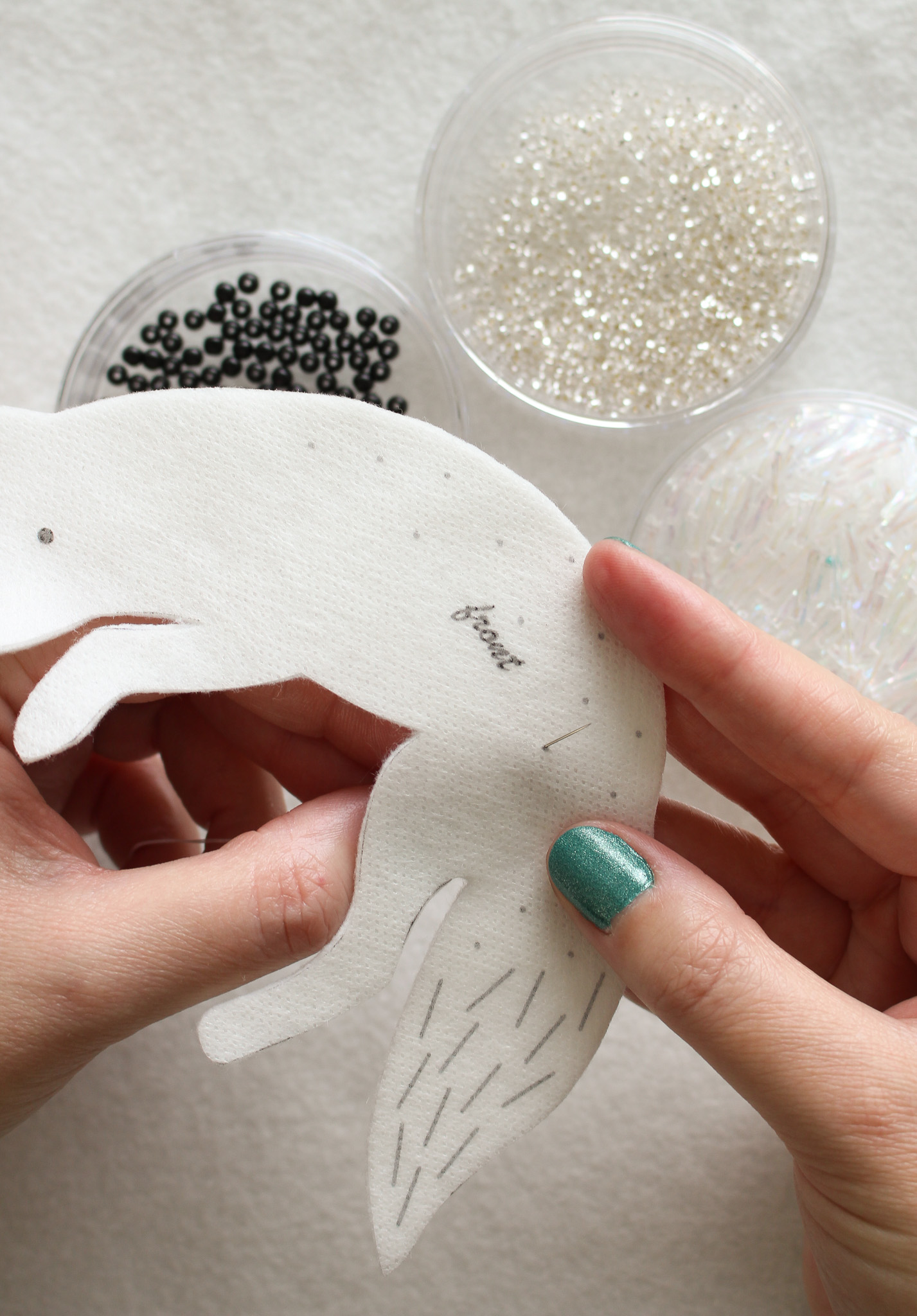 How to Stitch Seed Beads onto Felt Ornaments