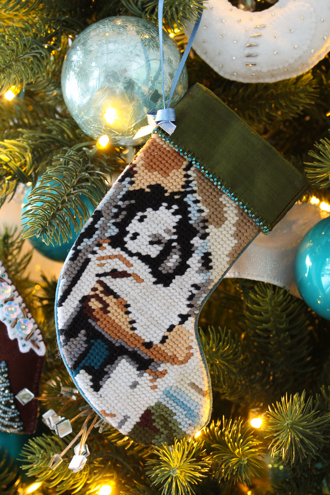 Upcycled DIY Needlepoint Ornaments