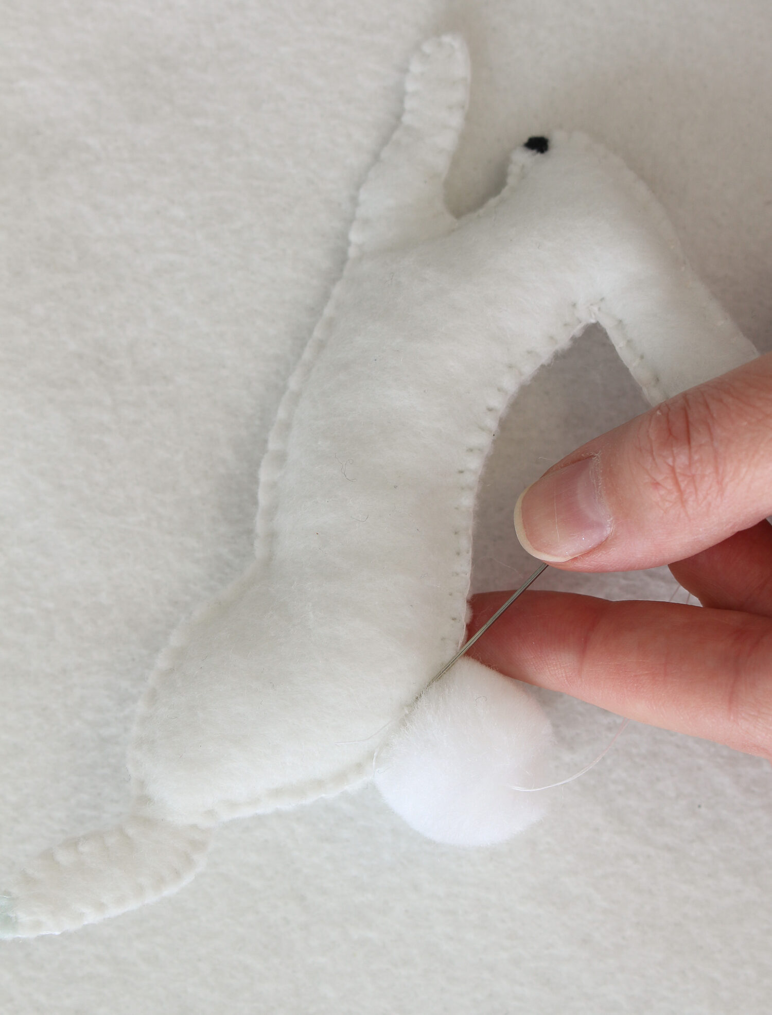 How to Stitch a Tail onto a Felt Bunny