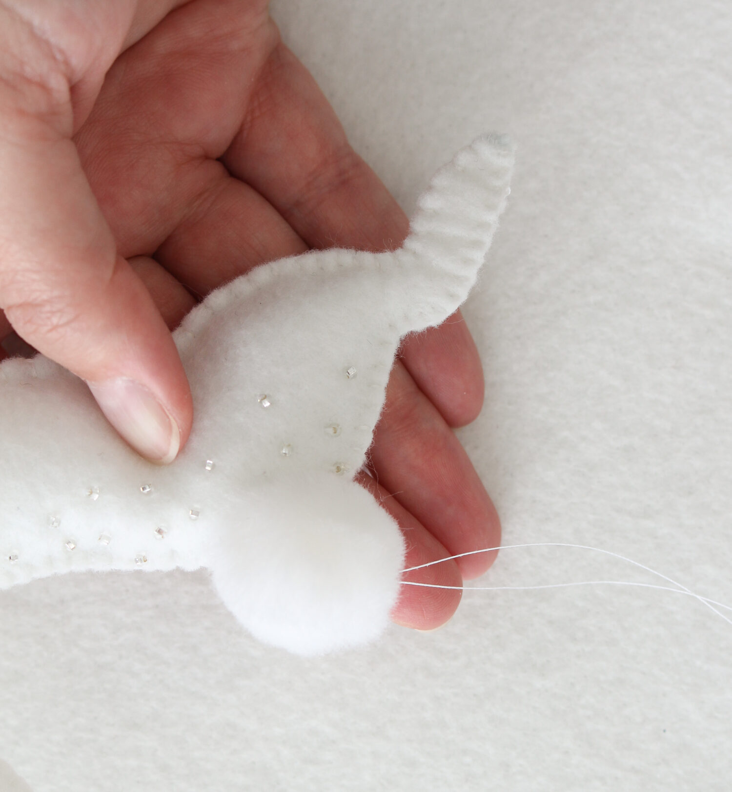 How to Stitch a Tail onto a Felt Bunny