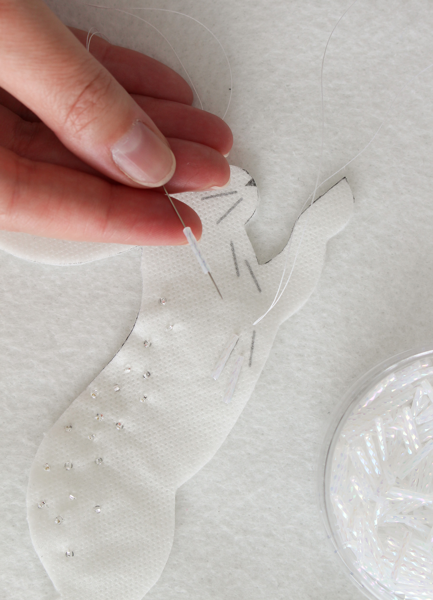 How to Stitch Bugle Beads onto Felt