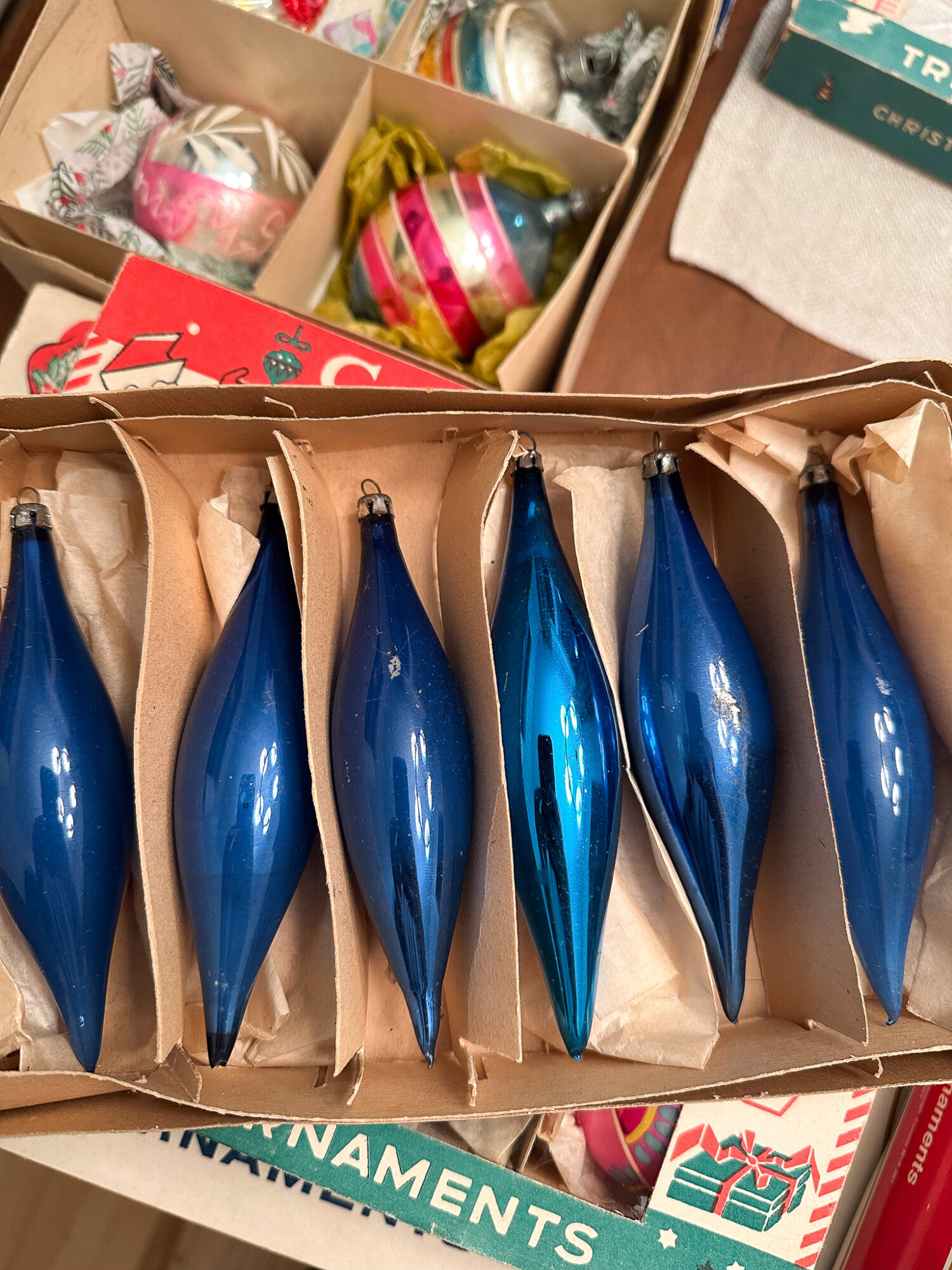 Blue Vintage Christmas Drop Ornament