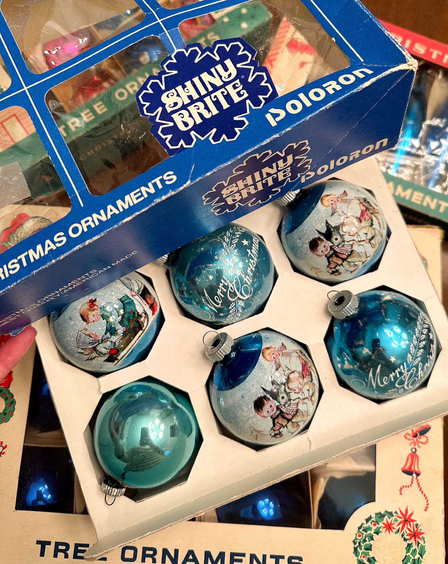 Vintage Shiny Brite Ornaments in Box