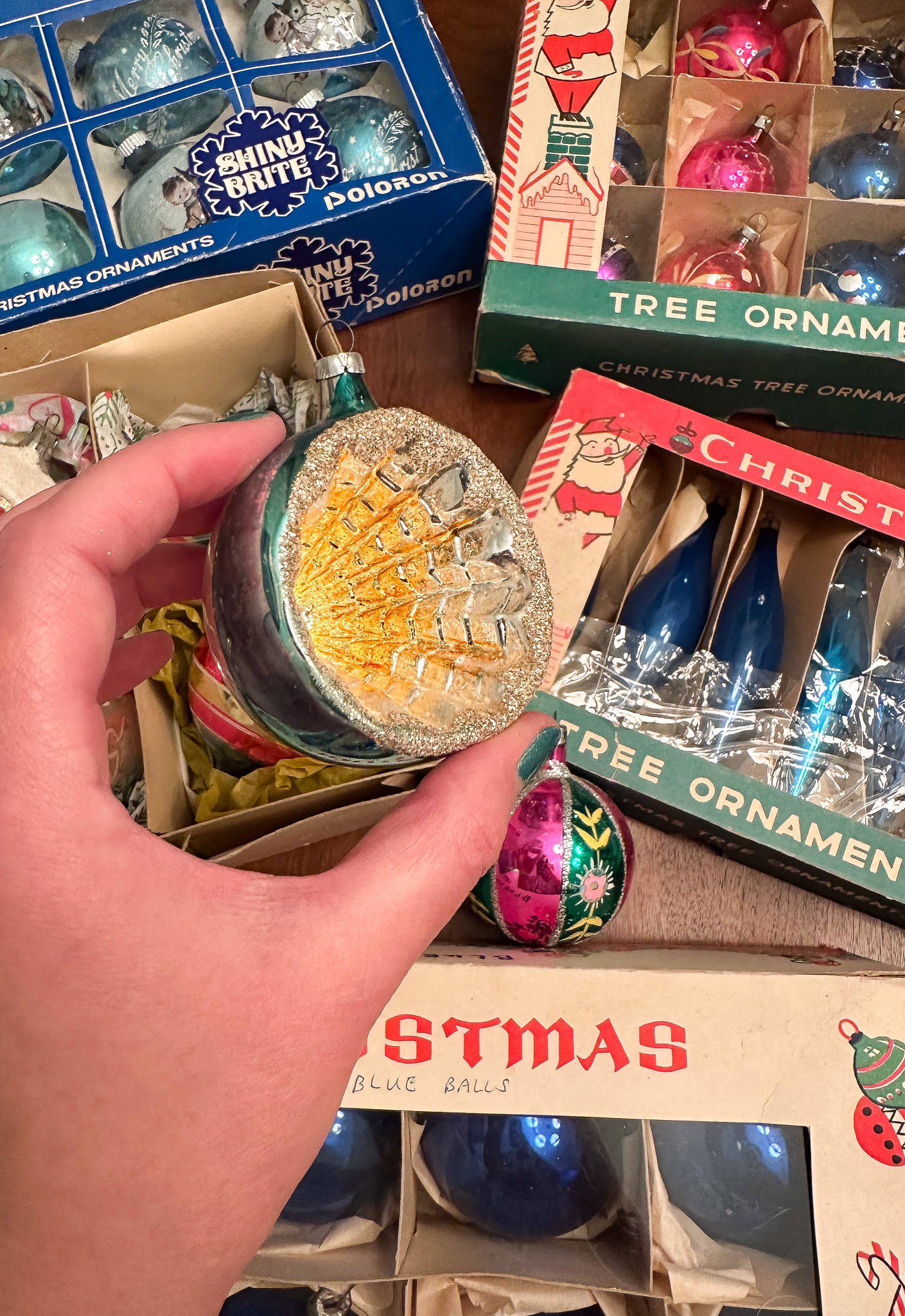 Large Aqua Reflector Christmas Ornament