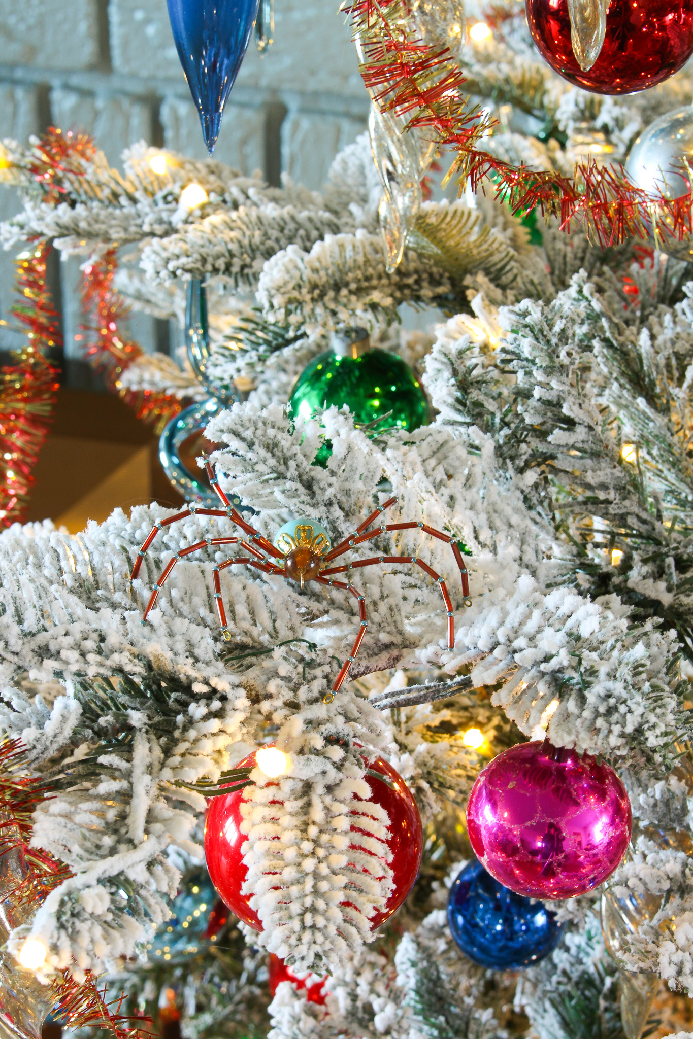 Beaded Christmas Spider Ornament