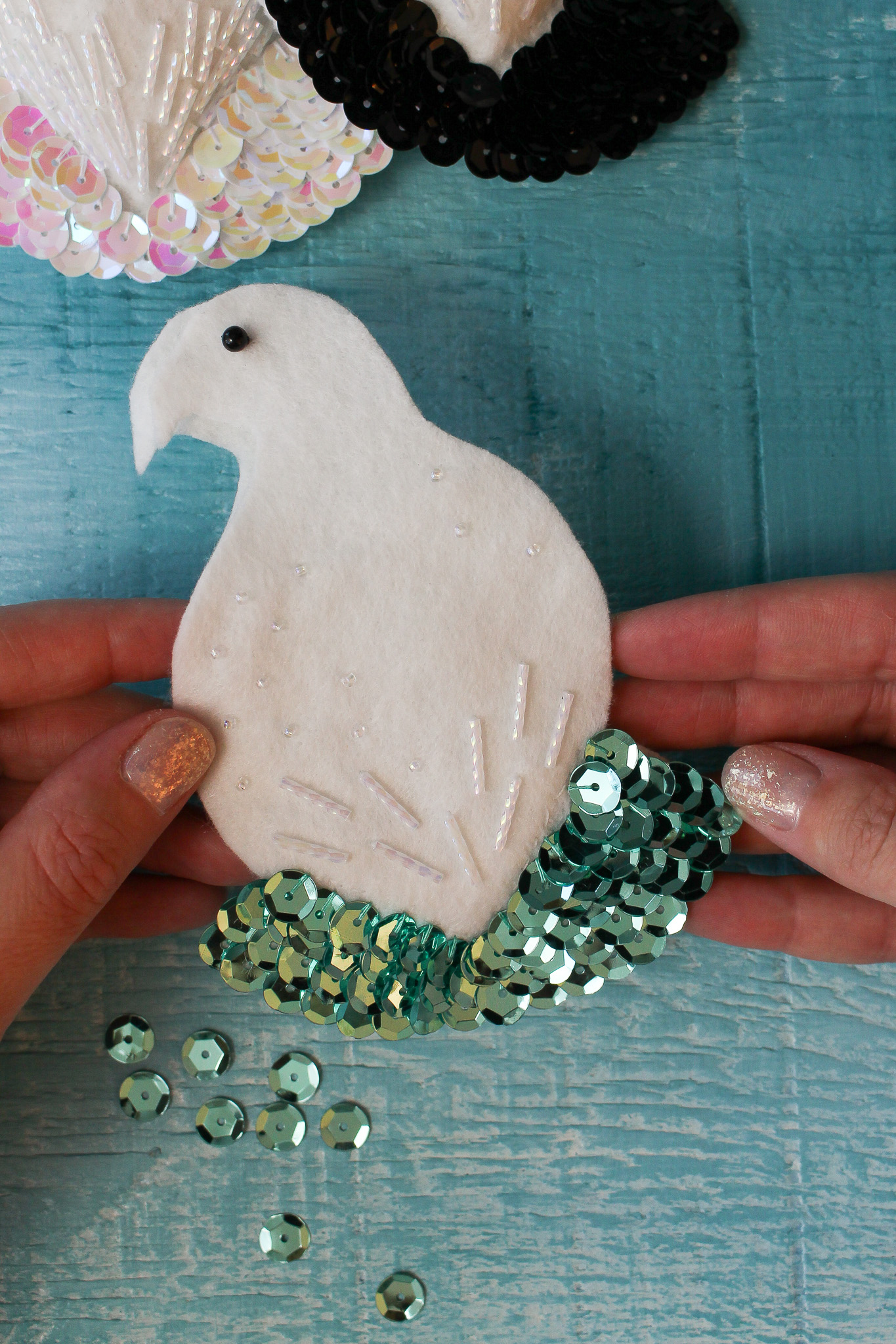 DIY Sequin Bird Christmas Ornament